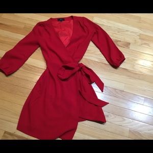 J.Crew Red Crepe wrap dress. Size 0